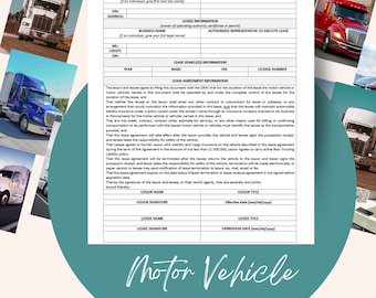 Trucking Lease Agreement︱Motor Vehicle︱Lessee Contract︱Instant Download