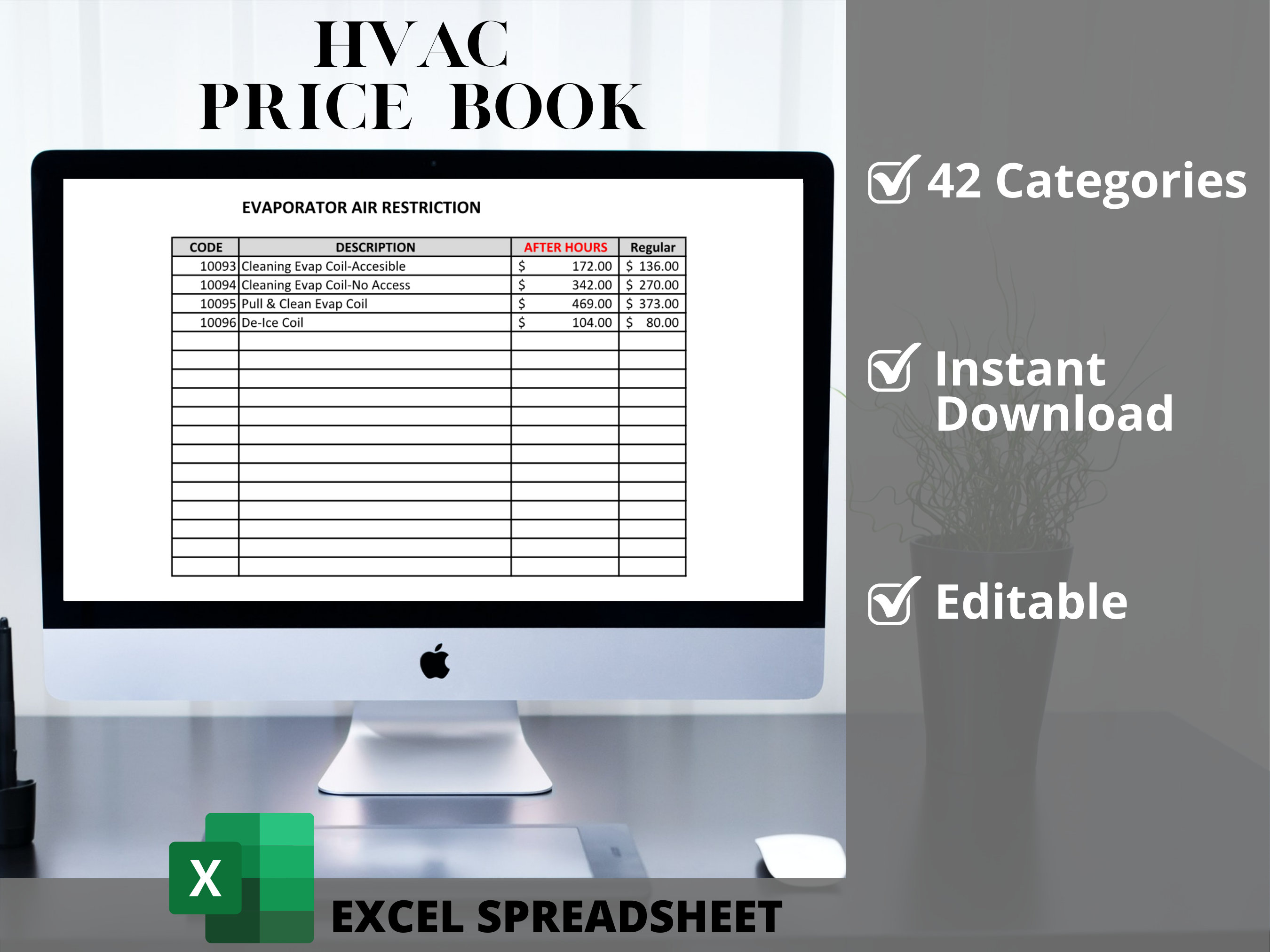 HVAC Price Book Excel Template Etsy