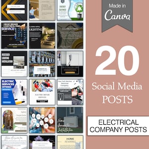 Electrician Company ︱ Social Media Templates ︱ Instant Download ︱Edit instantly ︱Electrical Services