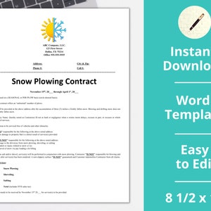 Snow Removal ︱ Snow Plowing Agreement ︱ Template ︱Invoice ︱Proposal ︱Estimate︱ Contract