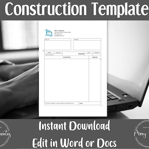 Construction Contract︱ Handyman ︱ Template  ︱ Contractor ︱Receipt ︱ Instant Download