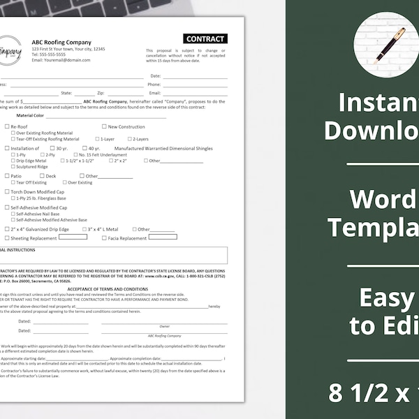 Roofing Estimate Template Etsy