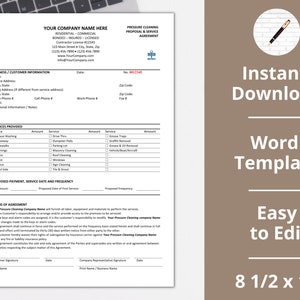 Power Washing Proposal, Agreement, Contract Template