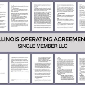 Illinois Operating Agreement ︱Template ︱LLC ︱Instant Download ︱Single Member Agreement ︱