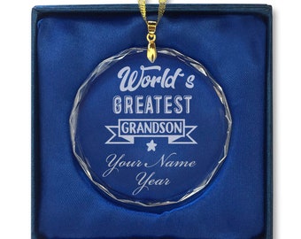 Heart Shape Personalized Engraving Included Worlds Greatest Son LaserGram Christmas Ornament