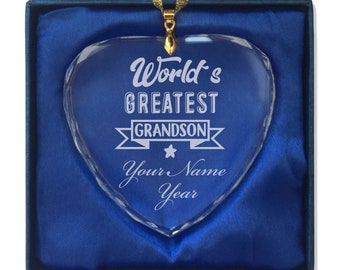 Heart Shape Personalized Engraving Included Worlds Greatest Son LaserGram Christmas Ornament