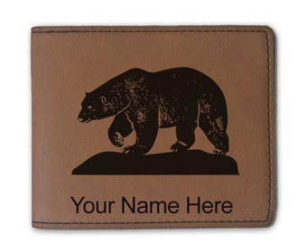 Card Case Black Leather Credit Card Wallet With Polar Bear Design Gift For Husband Thin Wallet Mens Minimalist Wallet Bear Gift