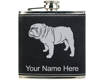 British Bulldog bull dog Hip Flask Gift Boxed FREE ENGRAVING 047
