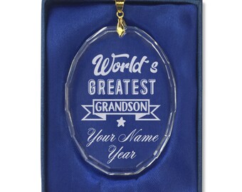 Heart Shape Personalized Engraving Included Worlds Greatest Son LaserGram Christmas Ornament