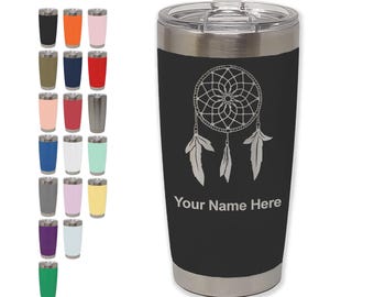20oz Tumbler Mug, Dream Catcher, Personalized Engraving Included