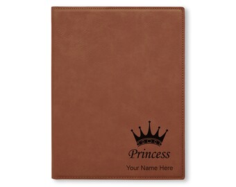 Large 9.5 X 12 Portfolio Notepad, Princess Crown, Personalized Engraving Included