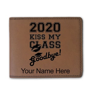 Cartera plegable de cuero sintético, Kiss My Class Goodbye 2020, 2021, 2022, 2023, 2024, grabado personalizado incluido