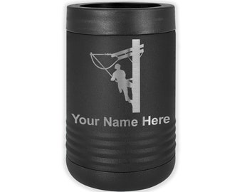 LaserGram Double Wall Insulated Beverage Can Holder, Lineman, Personalized Engraving Included