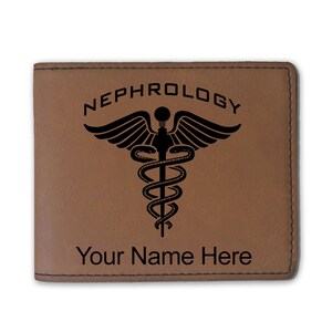 Cartera plegable de piel sintética, nefrología, grabado personalizado incluido