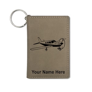 Monedero de soporte de identificación, avión de ala baja, grabado personalizado incluido