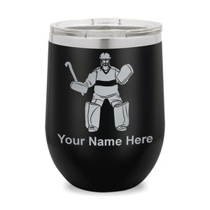 Wine Glass Tumbler, Field Hockey Goalie, Personalized Engraving Included