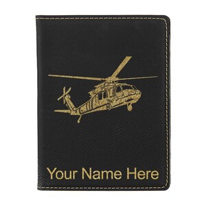 LaserGram Faux Leather Passport Holder, Military Helicopter 1, Personalized Engraving Included