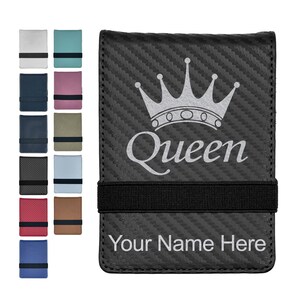 Faux Leather Mini Notepad, Queen Crown, Personalized Engraving Included