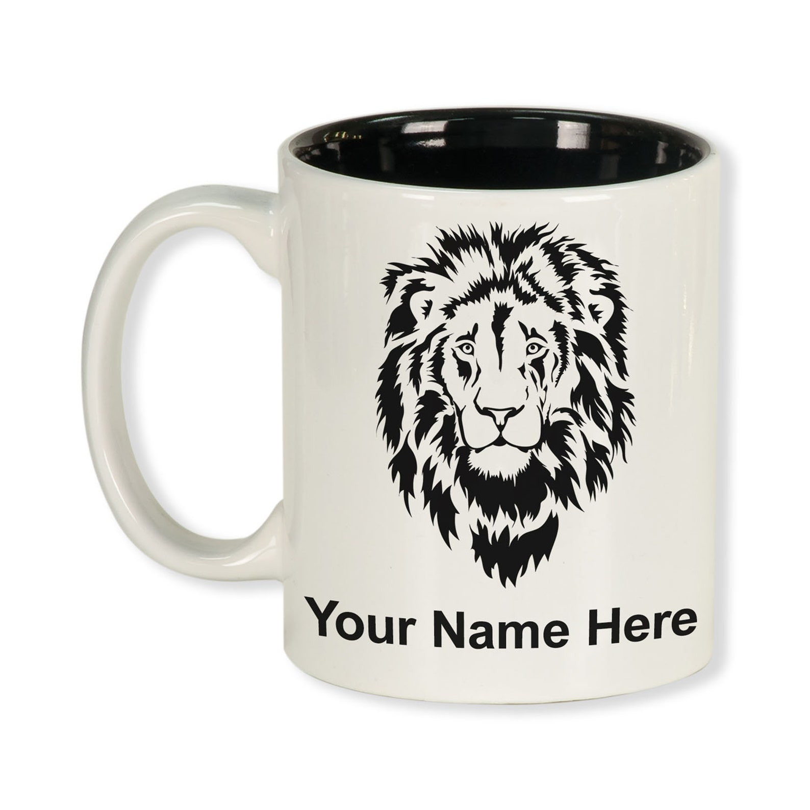 11oz Round Ceramic Coffee Mug Lion Head Personalized Etsy