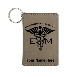 Monedero del titular de la identificación, medicina de emergencia, grabado personalizado incluido