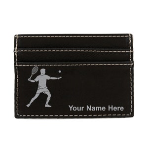 Monedero de cuero sintético Money Clip, tenista hombre, grabado personalizado incluido