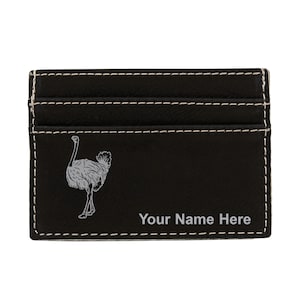 Monedero de cuero sintético Money Clip, avestruz, grabado personalizado incluido
