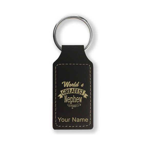 Keychain - Rectangle - Worlds Most awesome Aunt - Leather Keychain - Rectangle - Worlds Most awesome Aunt - Leather