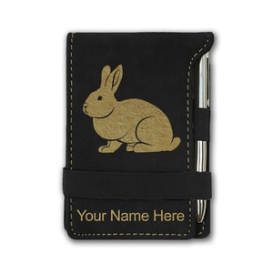 Faux Leather Mini Notepad,Rabbit, Personalized Engraving Included image 1