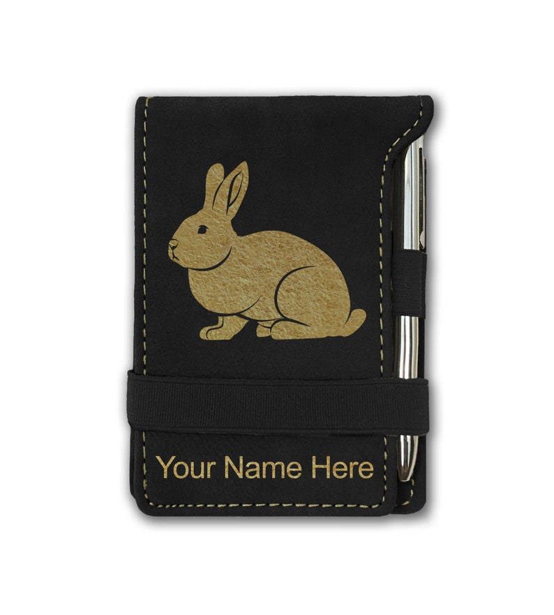 Faux Leather Mini Notepad,Rabbit, Personalized Engraving Included image 1