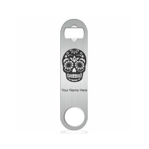Bottle Opener, Day of the Dead, Personalized Engraving Included (Stainless Steel)