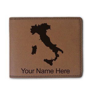 Cartera plegable de piel sintética, Country Silhouette Italia, grabado personalizado incluido