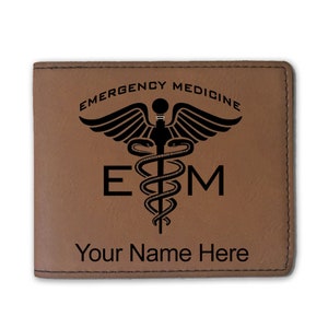 Cartera plegable de cuero sintético, medicina de emergencia, grabado personalizado incluido