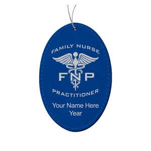 LaserGram Faux Leather Oval Christmas Ornament, FNP Family Nurse Practitioner, Personalized Engraving Included (Oval Shape)
