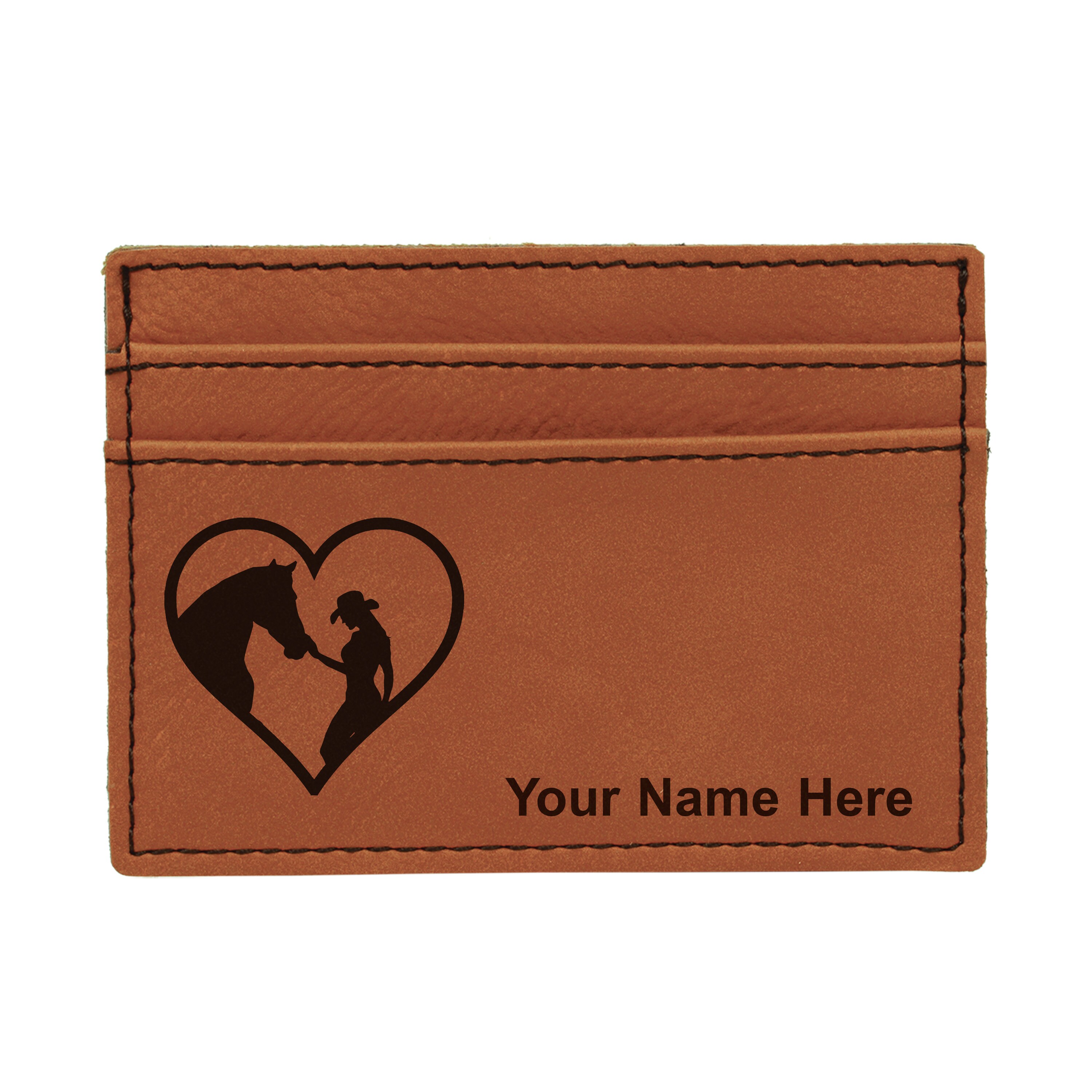 マネークリップ　カウボーイ　HORSE Faux Leather Money Clip Wallet, Horse Cowgirl Heart