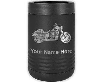 LaserGram Double Wall Insulated Beverage Can Holder, Motorcycle, Personalized Engraving Included