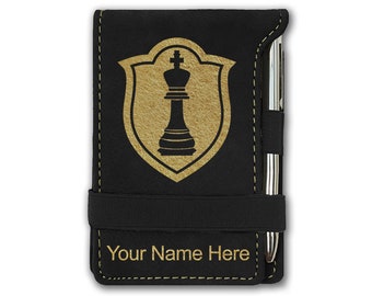 Faux Leather Mini Notepad, Chess King, Personalized Engraving Included