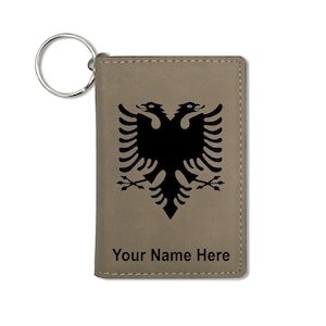 Monedero titular de id de identidad, bandera de Albania, grabado personalizado incluido