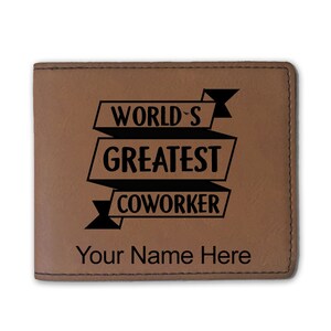 Cartera plegable de piel sintética, el mejor compañero de trabajo del mundo, grabado personalizado incluido