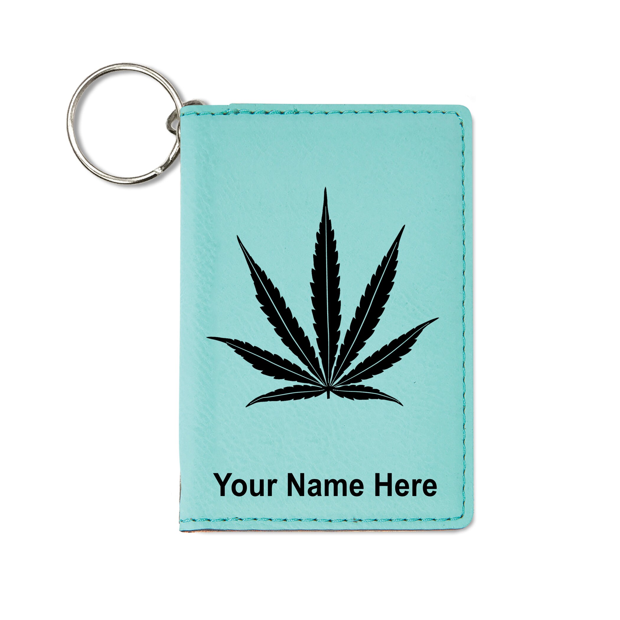 ID Holder Wallet, Marijuana Leaf, Personalized Engraving Included - Etsy