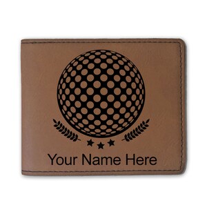 Cartera plegable de cuero sintético, pelota de golf, grabado personalizado incluido