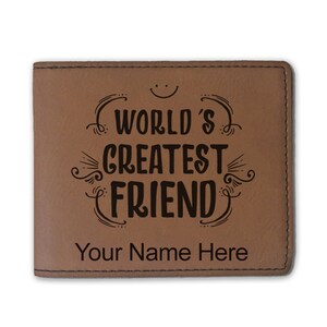 Cartera plegable de piel sintética, el mejor amigo del mundo, grabado personalizado incluido