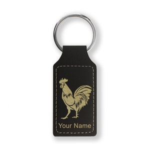 Keychain - Rectangle - Chicken - Leather Keychain - Rectangle - Chicken - Leather