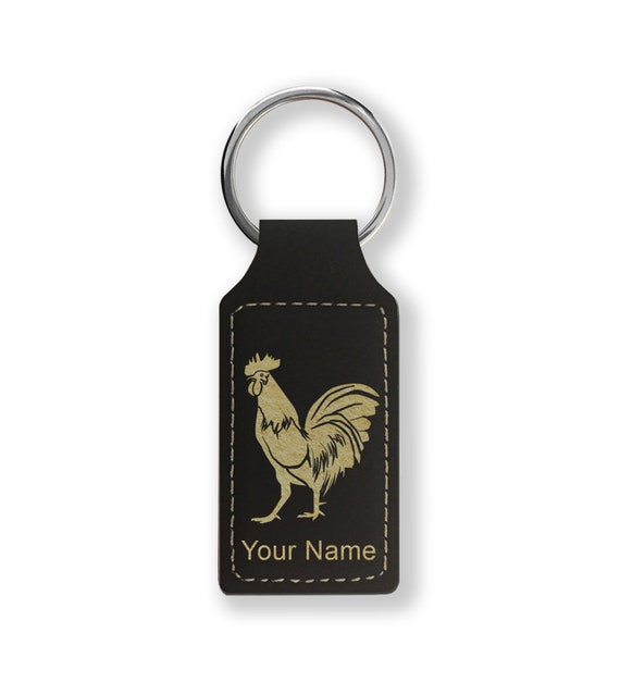 Keychain - Rectangle - Chicken - Leather Keychain - Rectangle - Chicken - Leather
