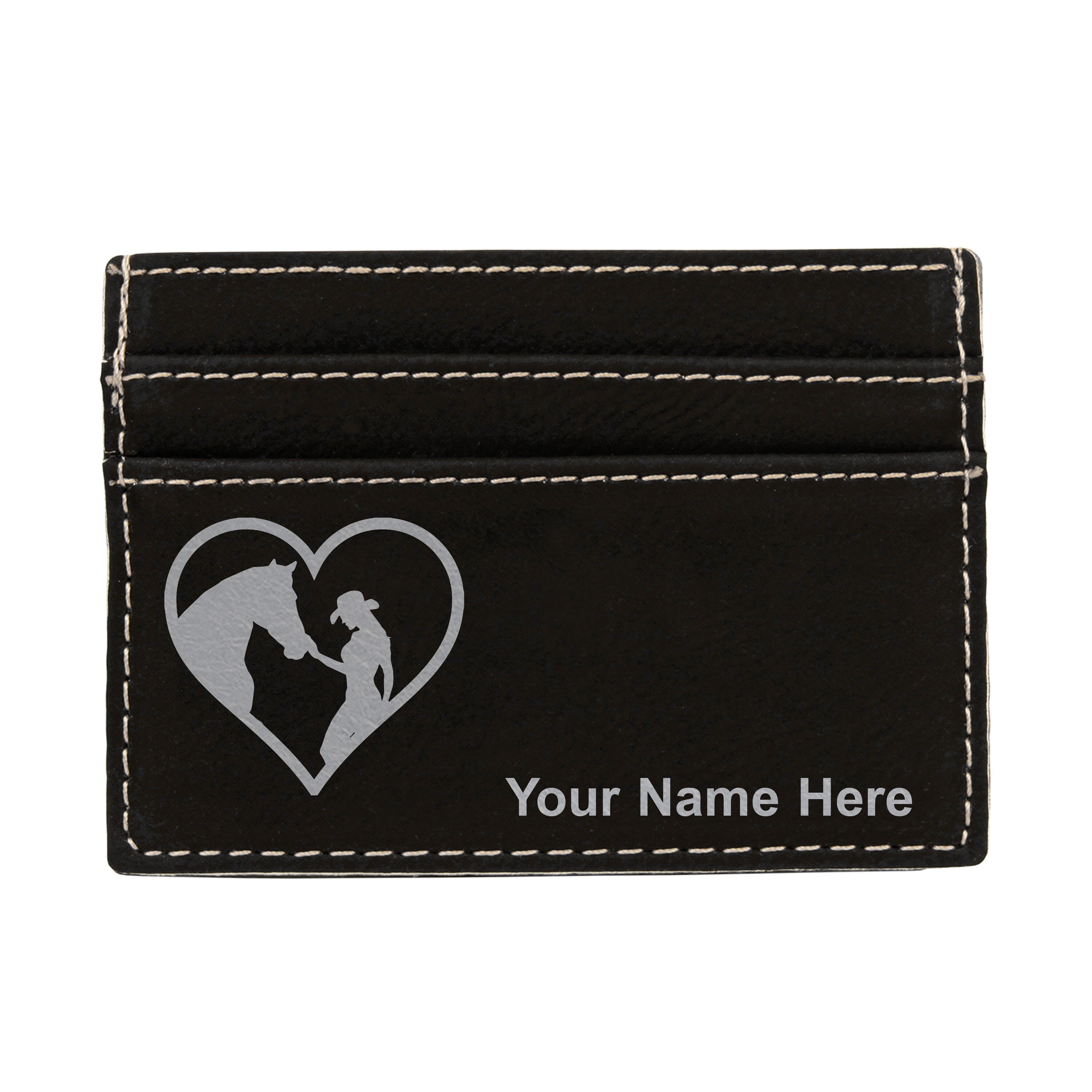 Faux Leather Money Clip Wallet, Horse Cowgirl Heart