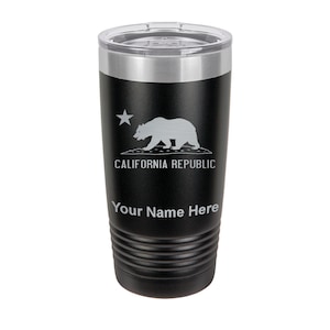 20oz Tumbler Mug, California Republic Bear Flag, Personalized Engraving Included