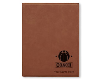 Large 9.5 X 12 Portfolio Notepad, Basketball Coach, Personalized Engraving Included