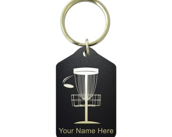Black Metal Keychain, Disc Golf, Personalized Engraving Included