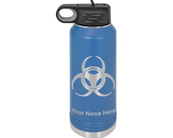 32oz Double Wall Flip Top Water Bottle With Straw, Biohazard