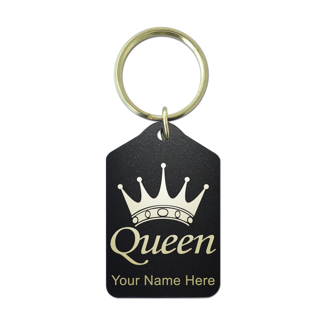 Black Metal Keychain, queen Crown, Personalized Engraving Included - Etsy