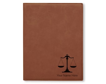 Large 9.5 X 12 Portfolio Notepad, Law Scale, Personalized Engraving Included